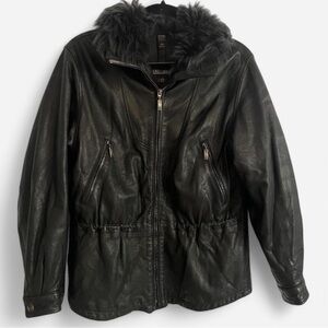 Post Card Down-Filled Leather Winter Jacket